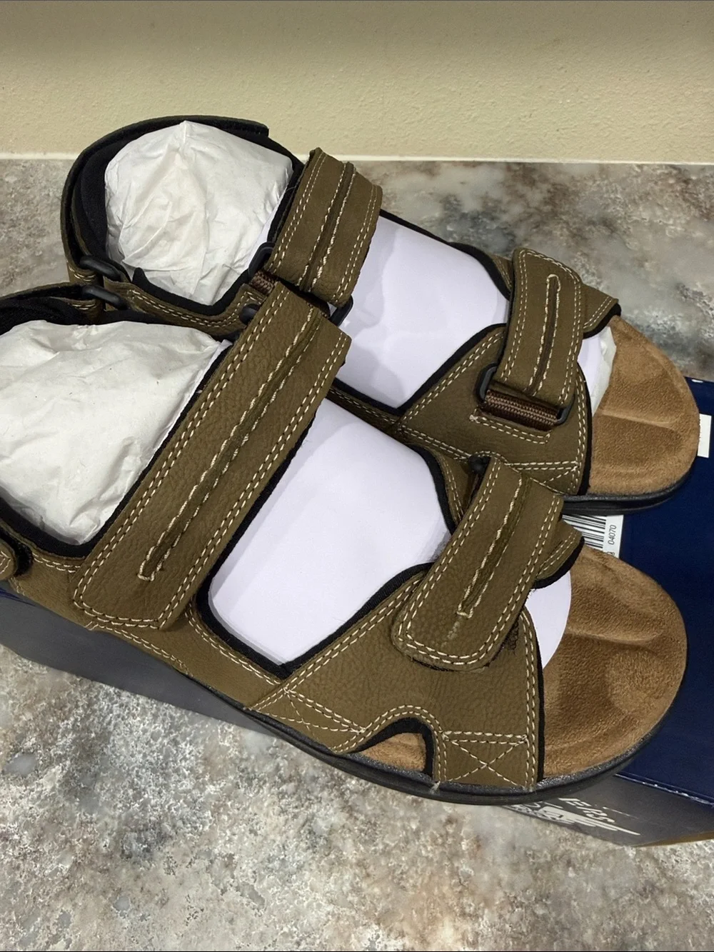 Dockers Olive and Tan Men’s Dual-Strap Velcro Sandals